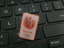 2018 South Korea Pyeongchang Olympic Games badge Dutch Olympic Committee NOC badge evergreen badge orange edge