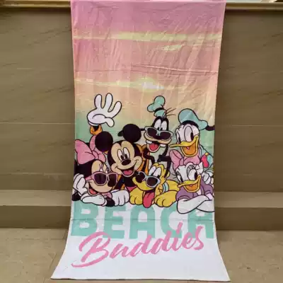 Foreign trade tail single cartoon children's bath towel cotton beach towel Cotton cut velvet Mickey Minnie Donald Duck