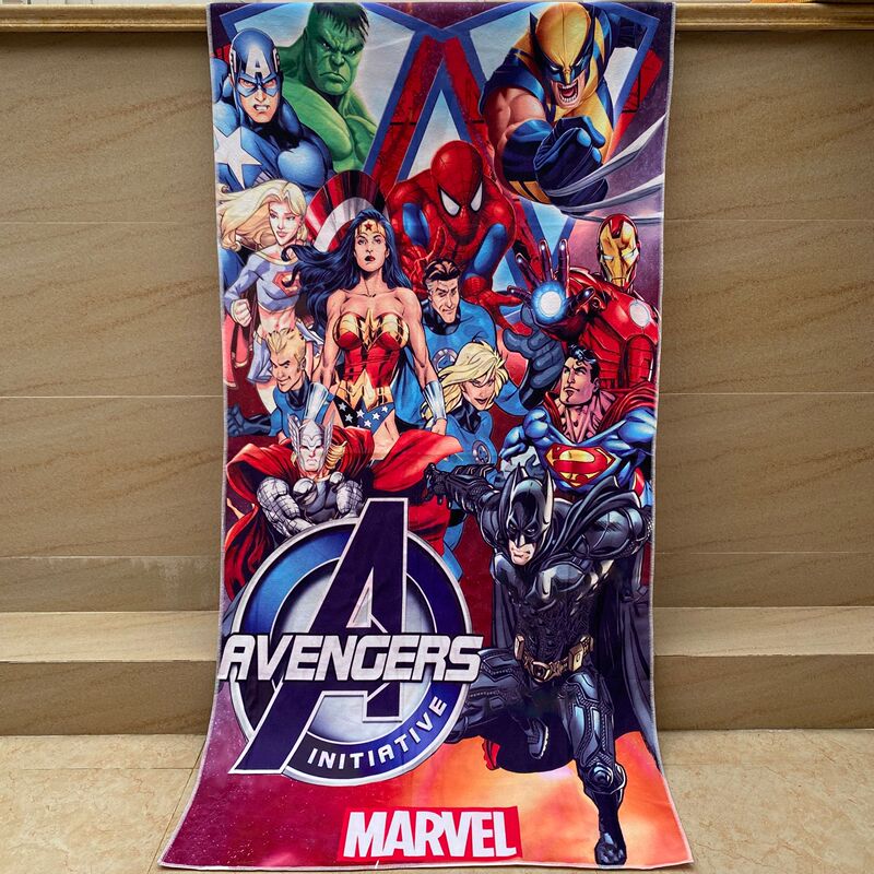 Children's Absorbent Towel Large Size Cartoon Marvel Avengers Quick-Drying Swimming Towel Printed Cartoon Bath Towel Beach Towel