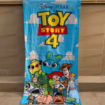 Foreign trade tail pure cotton cartoon children's bath towel Cotton children's beach towel cotton cut velvet Toy story