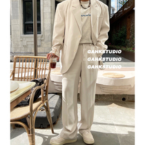 GAHKSTUDIO exclusive custom spring and summer senior sense noble son summer light color trousers