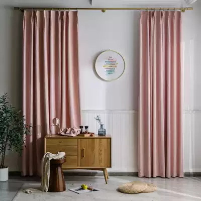 New blackout curtains simple bedroom modern light luxury high-end living room Nordic thick plain shade fabric