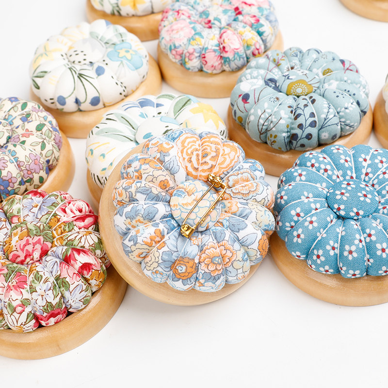 Magnetic pumpkin type suction needle holder solid wood bottom needle insertion containing needle insertion package DIY sewing tool magnetic contact pin bag-Taobao