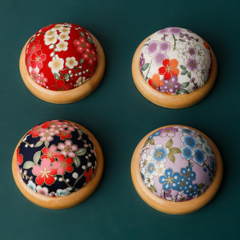 和風生地用針入れバッグ 木製ベース 針入れバッグ 手作り DIY クロスステッチミシンツール 針シート 針