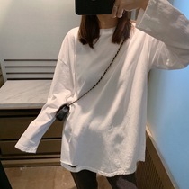 Korean version of Joker Tear Loose Side Loose Long Style T-shirt 2019 Autumn New Style Break base shirt