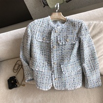 Trendy blue braided coarse flower bingbing small balsamic wind short coat woman 2022 spring new small suit