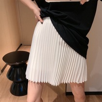 Sweet little woman black pleated skirt children 2021 summer New temperament White Joker satin high waist skirt pants