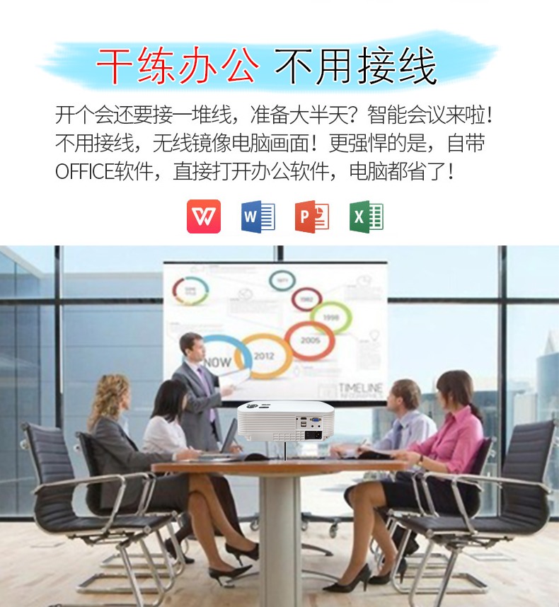 Máy chiếu gia đình Jinzheng A6 HD 1280p3d Android không dây thông minh có màn hình wifi văn phòng chiếu