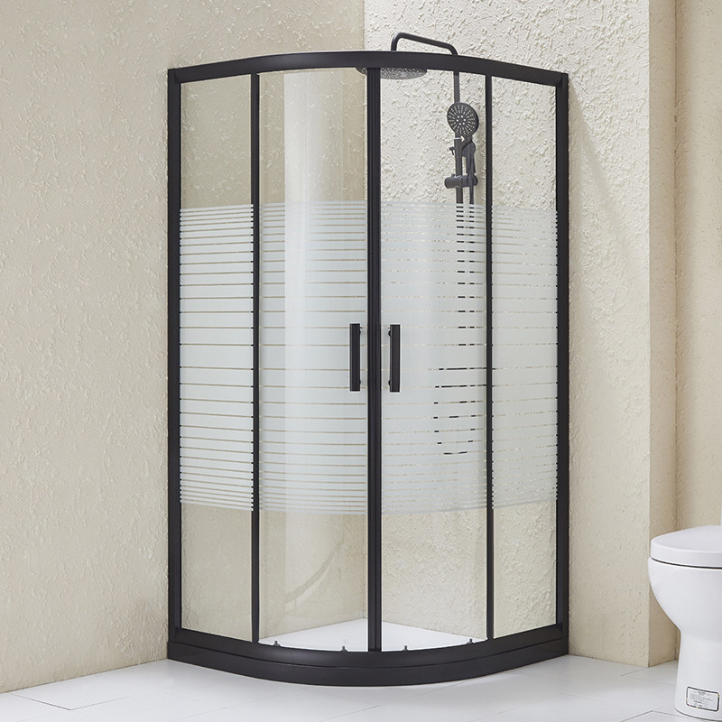 Elegant and black one-piece mobile door screen sliding door glass bath partition set for simple bathroom shower room rural guard