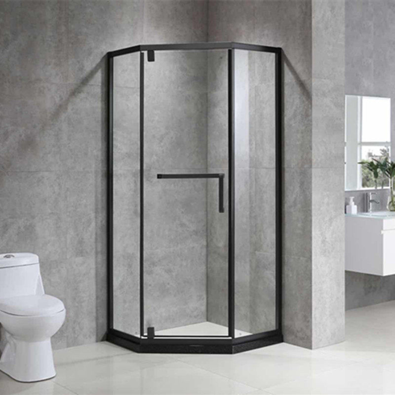 Mirror stainless steel diamond type shower room with stone base balcony tempered glass flat open Ramen bathroom Easy partition