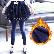 Girls autumn and winter hakama 2022 new childrens Korean mesh skirt cotton leggings trendy baby slim trousers