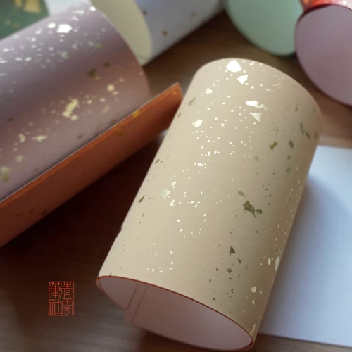 Qingyun Bi Club Snowflake Золотая учебная комната Jinlongtang Истинный золотой воск, маленький куплет, посыпанный золотой рисовой бумагой 8 вариантов цвета