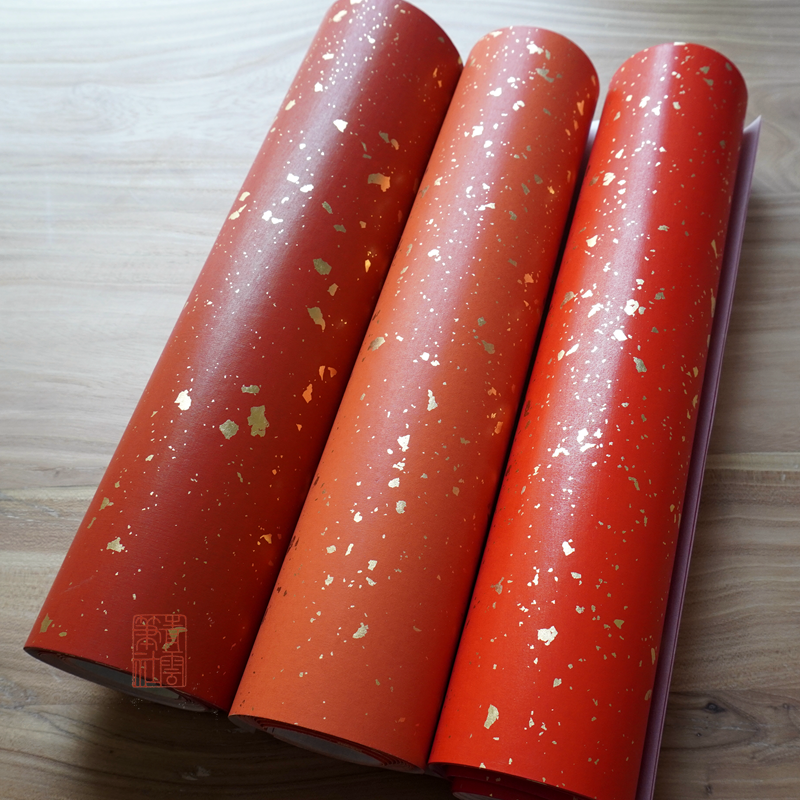 Green Cloud Pen Social Red Department Snowflake Gold Flowers Gold paper This wax letterhead The ancient craftsmanship is fully cooked with gold Xuan paper-Taobao