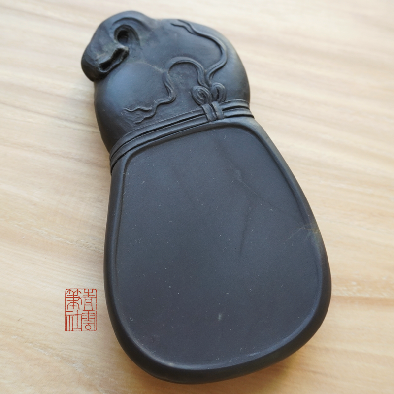 Green Cloud Pen Society Small Old Pit End Inkstone Natural Small Ink Stone Bench Fine Water And Abrasive Ink Effect Canon Wood Box