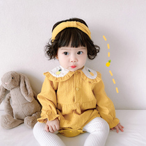 2022 Spring baby one-piece clothes Korean version Princess temperament Baby climbing clothes for spring and autumn Triangle Baby Clothes