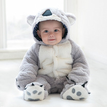 Baby thickened one-piece coat Autumn and winter baby climbing clothing Animal shape thick one-piece warm clothing