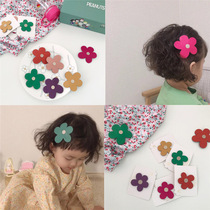 Korean baby hair accessories Colour leather texture small flower hairpin clip with cute teenage girl Heart BB clip Liu Haiclip