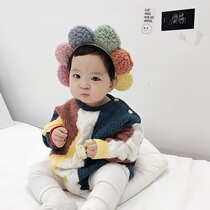 Spring and autumn ins Baby children Men and women baby art stitching contrast sweater Long-sleeved Haiyi climbing clothes bag fart clothes warm