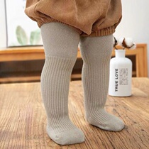 Spring and autumn Korean version Double-pin vertical bar Candy Color Baby Boy Baby Toddled Bottom Pants Boneless Silver Wire Spliced Pantyhose