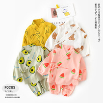 2022 Spring-autumn new baby boy suit men and womens baby cartoon printed home clothes can be worn outside the monks clothes