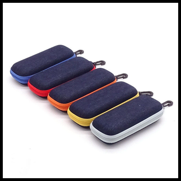 Bulk hair custom zipper glasses box convenient sports hook sunglasses box large anti-compression denim men and women