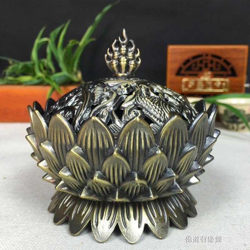 Antique alloy copper tower incense plate incense incense burner sandalwood incense burner lotus incense burner incense incense incense plug home decoration Buddhist furniture