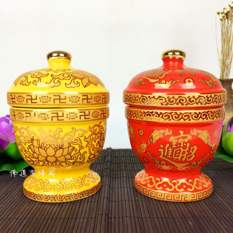 Buddha enamel Tang Color Powder Hall Hall Fa will use the fragrance cup lotus to recruit the treasure