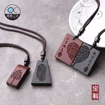 Sandalwood pendant necklace pendant necklace with male and female gufeng couple a pair of memorable custom lettering friends birthday present