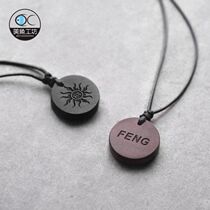 Sandalwood Round Pendant Necklace Clavicle Jewelry Men and Women Couple Commemorative Gift A pair of custom lettering ideas