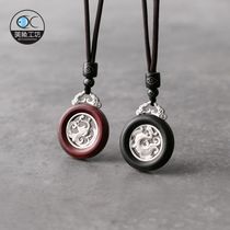 Sandalwood Dragon Phoenix Necklace Pendant Couple Gift A pair of commemorative silver male girlfriend jewelry gift retro ethnic style