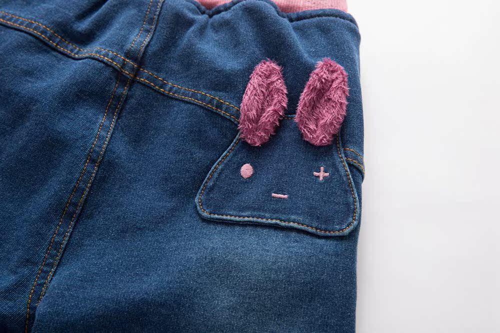 Cá rất nhỏ 2019 mới thu đông 38954 cô gái đan đôi (quần jeans giả lông cừu 100-140 quần yếm jean trẻ em