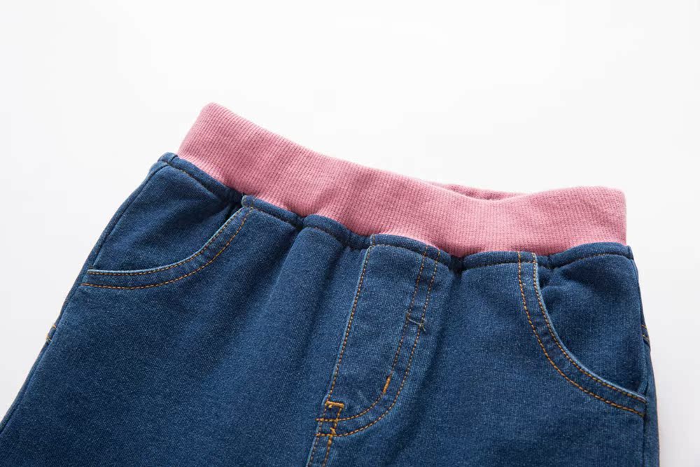 Cá rất nhỏ 2019 mới thu đông 38954 cô gái đan đôi (quần jeans giả lông cừu 100-140 quần yếm jean trẻ em
