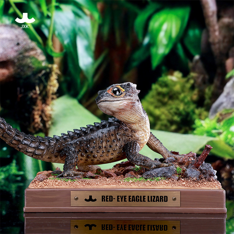 In Stock Jxk305 Red-Eyed Eagle Lizard Model Cute Animal Reptile Lizard Figurine Desktop Trendy Toy Collectible Ornament