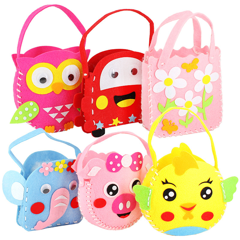 Fabric bag without woven children's hand DIY paste making materials bag bag handsewn non-woven bag bag