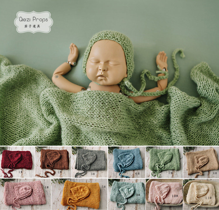 11 colour wool line hat wrapping cloth suit handwoven baby baby photo newborn photo prop eggplant