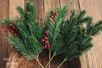Three Christmas pine branches ~ Simulation plants~Photo props~Berry pine needle eggplant newborn photography props