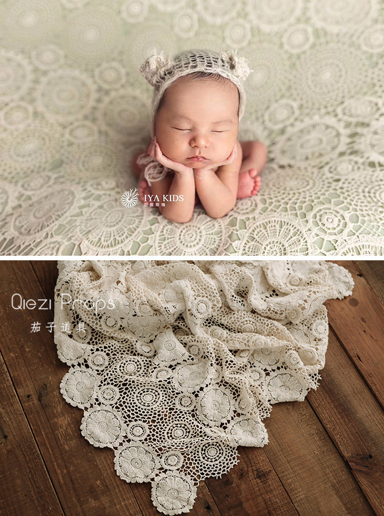 A Magical Lace Hollowed-out Cotton background cloth Mat Blanket Picnic Cushion Home Newborns Photographic Props Tablecu