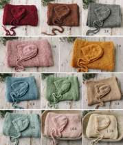 11-color wool hat wrapped cloth suit Hand-woven baby baby photo newborn photography props eggplant