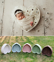 5-color heart-shaped wooden basin love shape color solid wood container full moon baby photo newborn photography props