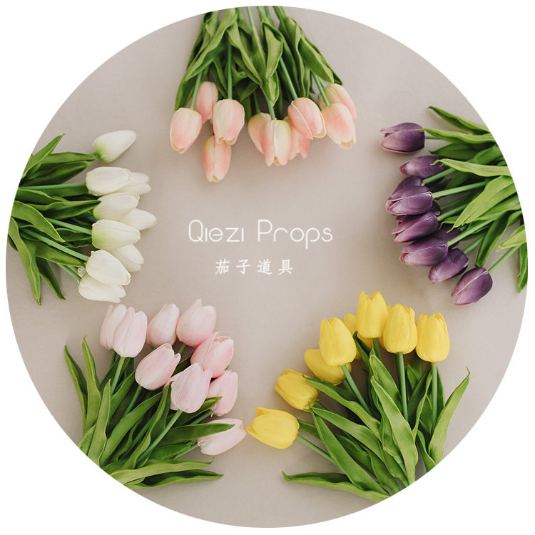 High Emulation Tulip Fake Flowers Baby Photo Home Decoration Real Body Shop Eggplant Props Newborn Photographic Props