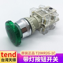 Push button switch self-reset TEND 22mm illuminated mushroom head T2IMR7G-1C Red green head 220V