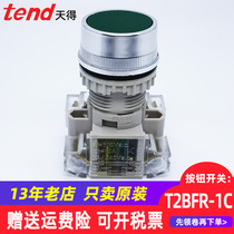 tendday button self-reset T2BFR-1C flat head button power point motion start stop switch 22mm