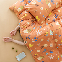 Printed knitted cotton long-staple cotton four-piece nude sleeping Guinea cotton single double bed hats sheet cotton bedding