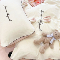 Cute rabbit ears high quality milk velvet four-piece set thickened warm velvet no static double 1 8 1 5 meters