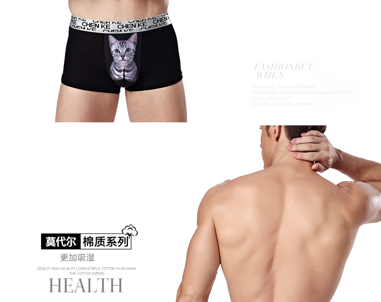 Couple mèo đồ lót đầu cotton sexy băng lụa thấp eo dễ thương ladies nam boxer tóm tắt mèo phù hợp với