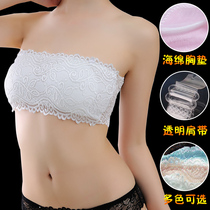 With transparent shoulder strap chest pad anti-light bottoming lace bra new Korean fashion versatile underwear