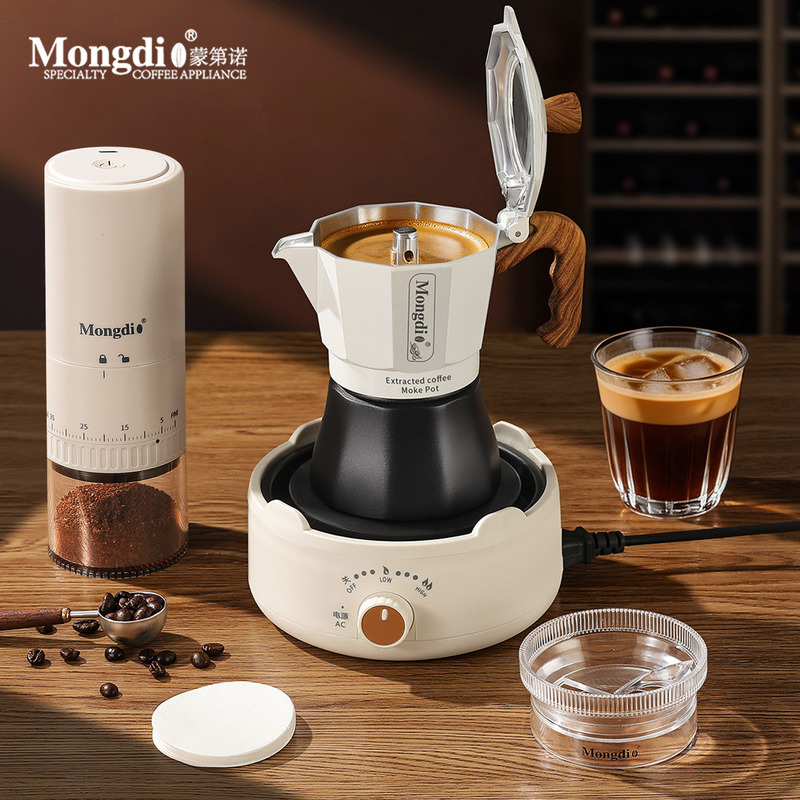 Mongdio Double-Valve Moka Pot Set Moka Coffee Pot Small Italian Espresso Coffee Maker Extraction Pot