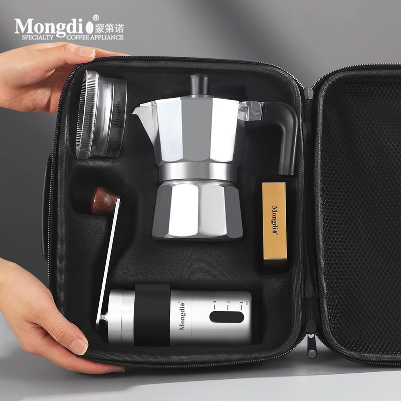 Mongdio Moka Pot Set Double Valve Moka Coffee Maker Italian Espresso Machine Camping Coffee Equipment