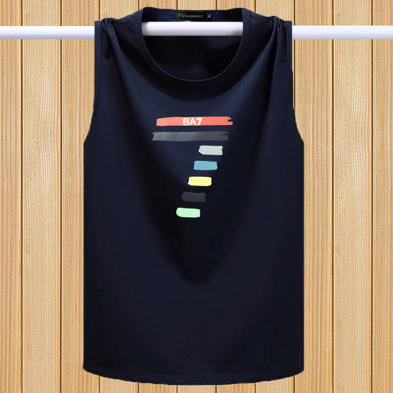 Mùa hè áo vest nam rộng rãi cộng với phân bón XL cotton không tay Áo thun thể thao vest nam rộng vai thấm mồ hôi vest cổ tròn áo ba lỗ tập gym