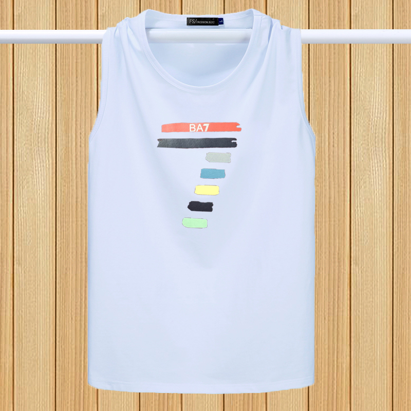 Mùa hè áo vest nam rộng rãi cộng với phân bón XL cotton không tay Áo thun thể thao vest nam rộng vai thấm mồ hôi vest cổ tròn áo ba lỗ tập gym